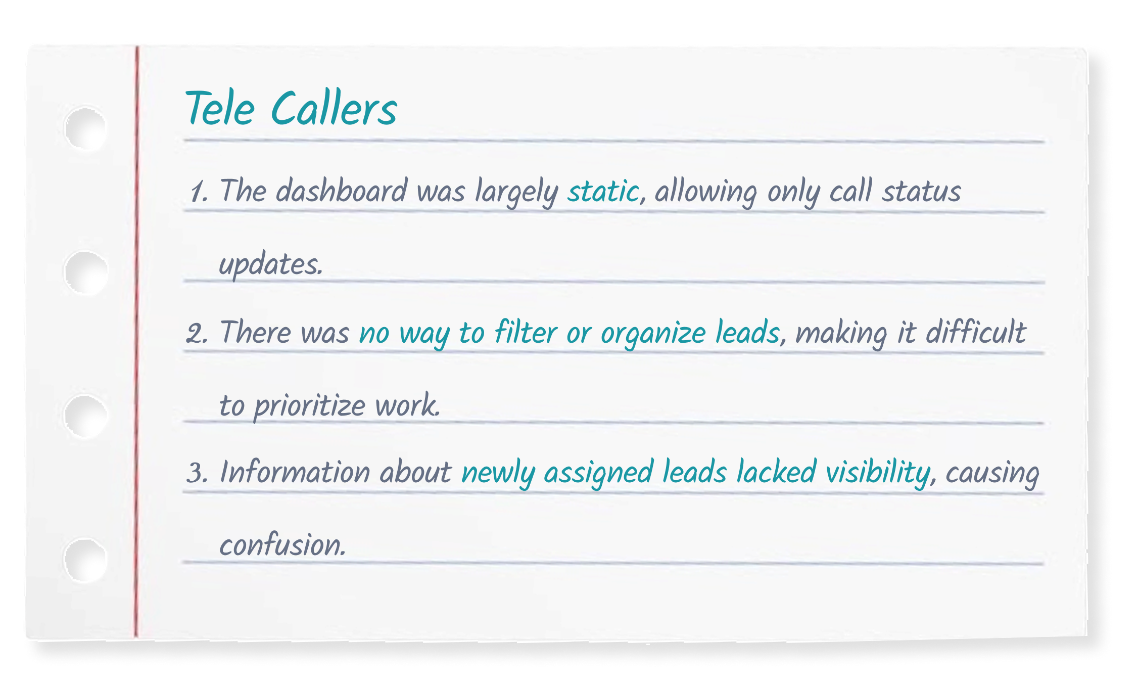 Tele Callers Feedback Note
